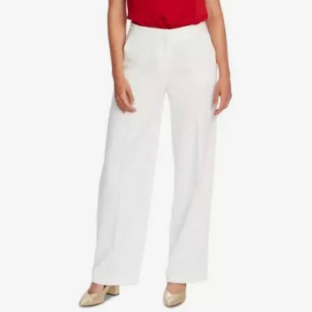 NEW Vince Camuto Daybreak Pearl Ivory Mid-Rise Wide Leg Pants 14W Style# 9229349